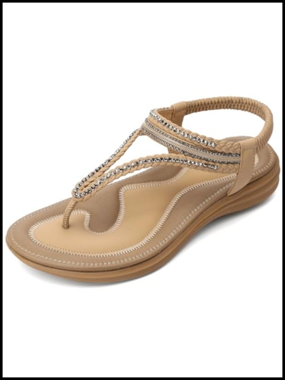Bohemian Flat Sandals With Back Strap Summer Beach Comfortable Bling